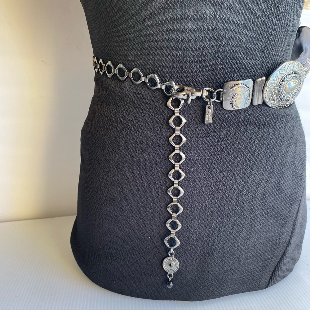 Silver Women's Belt with Intricate Design
